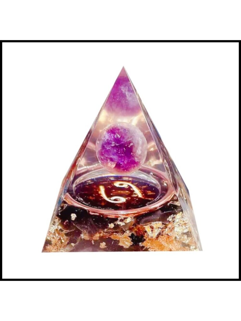 Orgonite Pyramid Cancer Crystal Amethyst Obsidian Energy Generator 6cm